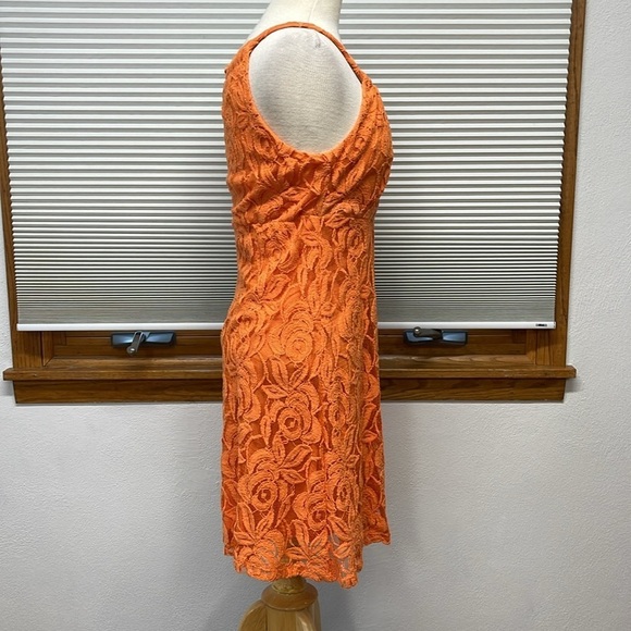 INC International Concepts NWT Sunkissed Orange Floral Lace Dress Size Small - Picture 3 of 10